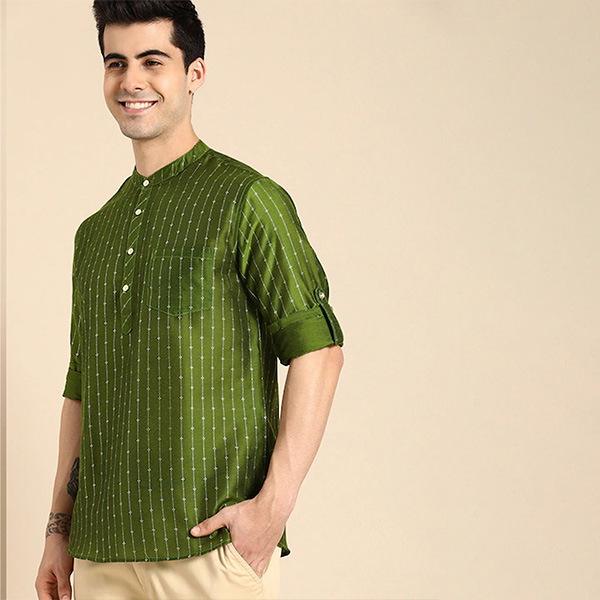 Stylish Olive Kurta Set for Men Modern Twist on Tradition main image 1