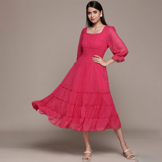 https://designerszone.in/products/fuchsia-solid-chiffon-smocked-tiered-midi-dress