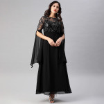 Black Embellished Slit Sleeves Maxi Dress