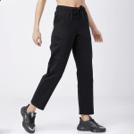 Women Black Solid Cotton Track Pant