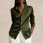 Women Green Classic Fit Silk Shirt