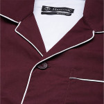 Men Burgundy Pure Cotton Solid Nightsuit