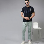 U S Polo Assn Men Grey Printed Denver Slim Fit Trousers