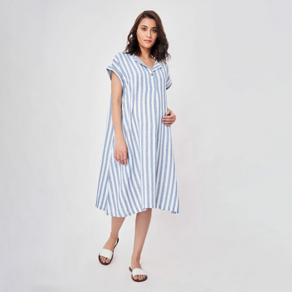 https://designerszone.in/products/blue-striped-maternity-shirt-midi-dress