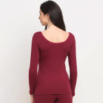 Women Maroon Striped Thermal Top