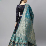 Blue & Green Woven Design Lehenga Choli